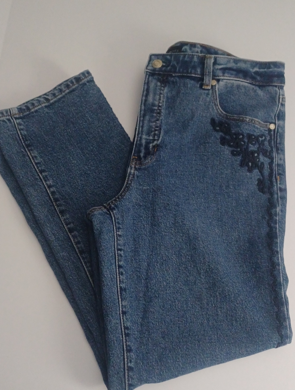 Talbots Embroidered Floral Denim Jeans Sz 12P